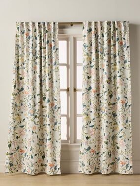 Anthropologie Hattie Organic Cotton Floral Printed Blackout Curtains 1 pair